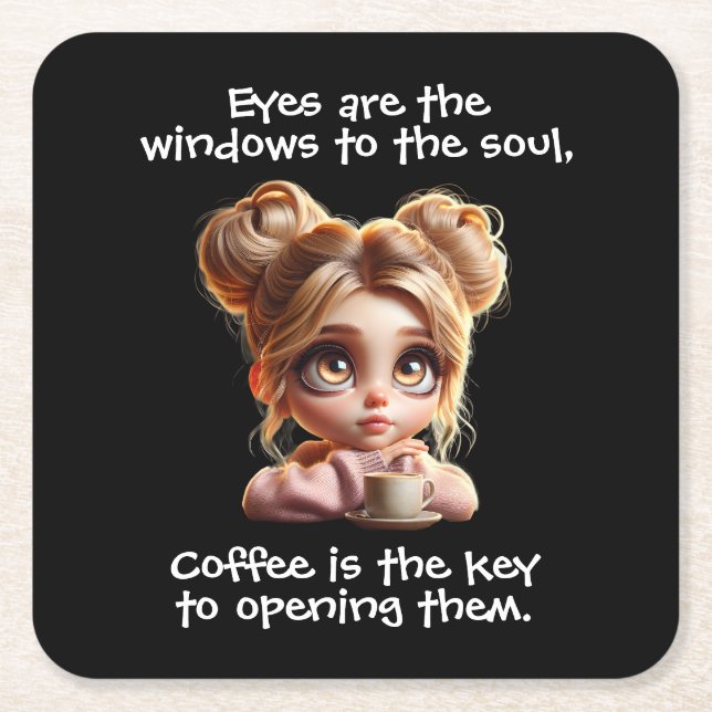 Posavasos Cuadrado De Papel La Clave Es El Café (Anverso)