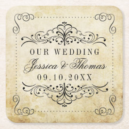 Posavasos Cuadrado De Papel La colección Ornate Flourish Vintage Wedding