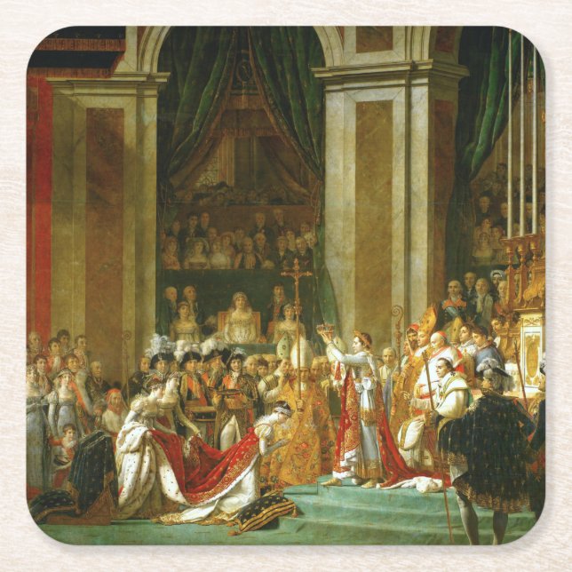 Posavasos Cuadrado De Papel La coronación de Napoleón, Jacques-Louis David (Anverso)