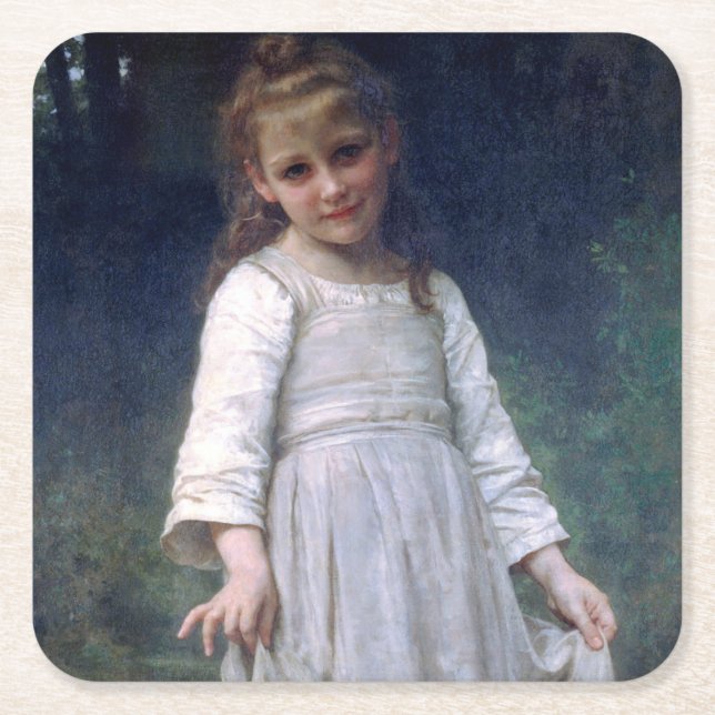 Posavasos Cuadrado De Papel La Cortesía, Bouguereau (Anverso)