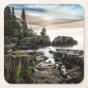 Posavasos Cuadrado De Papel La costa del lago Superior el Minnesota