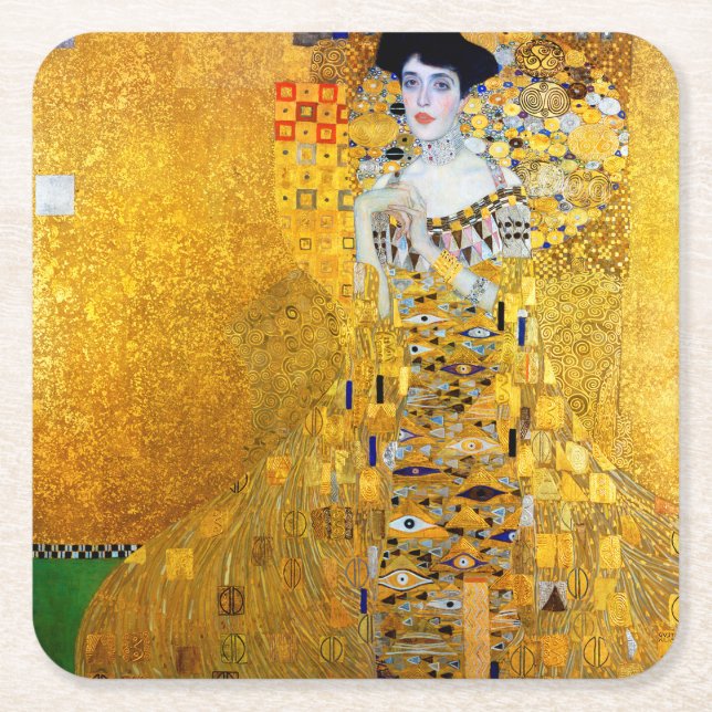 Posavasos Cuadrado De Papel La Dama del Oro, Gustav Klimt (Anverso)
