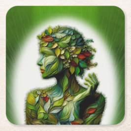 Posavasos Cuadrado De Papel La Dama Verde