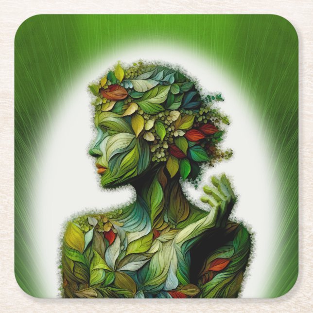 Posavasos Cuadrado De Papel La Dama Verde (Anverso)