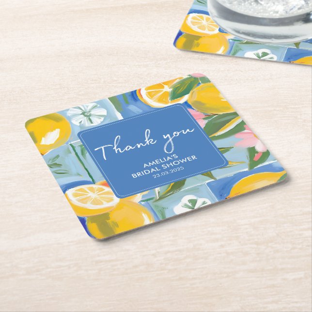 Posavasos Cuadrado De Papel La dolce vita mediterráneo verano Despedida de sol (En perspectiva)