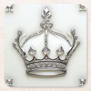 Posavasos Cuadrado De Papel La elegante montaña de papel de la corona con joya