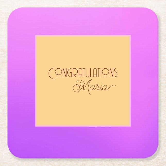 Posavasos Cuadrado De Papel La elegante montaña de papel violeta (Anverso)