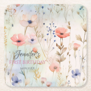 Posavasos Cuadrado De Papel La elegante montaña Fiesta Floral Fairy
