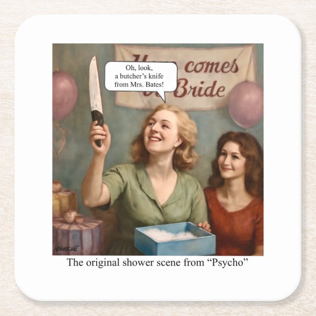 Posavasos Cuadrado De Papel La escena original de la ducha de Psicosis. (Anverso)