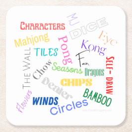 Posavasos Cuadrado De Papel La escoria de papel de Mahjong Words