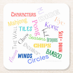 Posavasos Cuadrado De Papel La escoria de papel de Mahjong Words