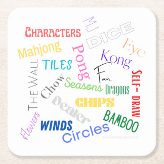 Posavasos Cuadrado De Papel La escoria de papel de Mahjong Words