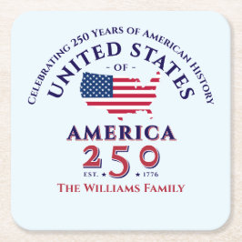 Posavasos Cuadrado De Papel La familia patriótica America 250 Photo Keepsake G