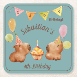 Posavasos Cuadrado De Papel La fiesta de cumpleaños más bonita de Capy