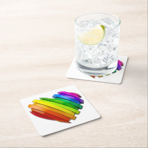 Posavasos Cuadrado De Papel La forma del corazón del orgullo de SlipperyJoe mú