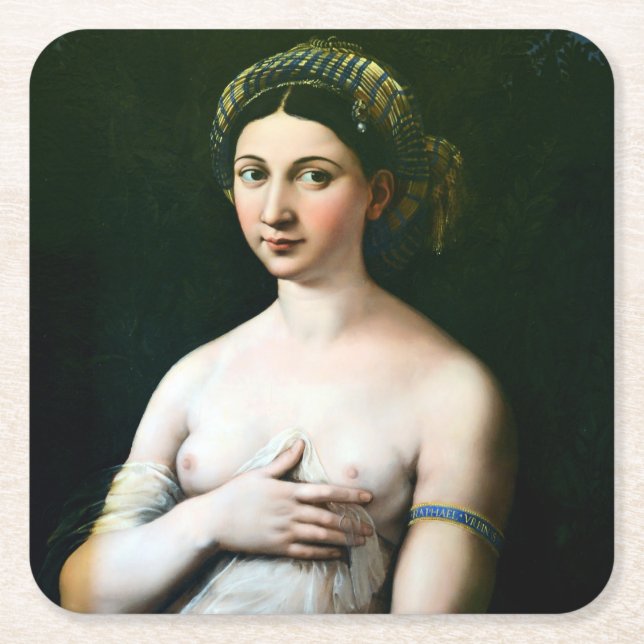 Posavasos Cuadrado De Papel La Fornarina, Raphael (Anverso)