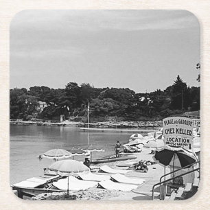 Posavasos Cuadrado De Papel La Francia Vintage Nice Antibes La playa de Garoup