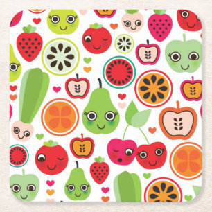 Posavasos Cuadrado De Papel la fruta embroma la manzana del ilustracion