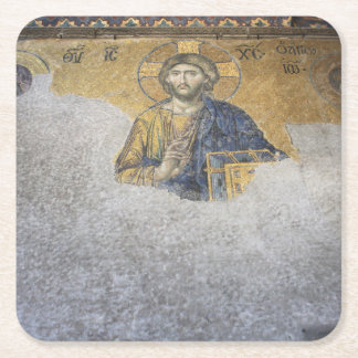 Posavasos Cuadrado De Papel La galería superior Mosiac Deesis Hagia Sophia