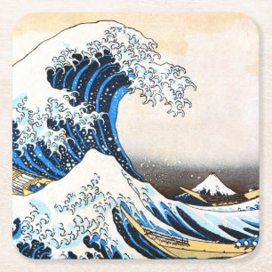 Posavasos Cuadrado De Papel La Gran Ola de Kanagawa, Hokusai