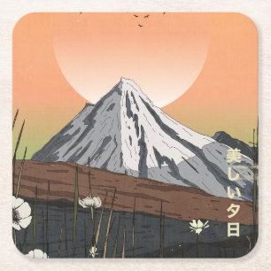 Posavasos Cuadrado De Papel La Hermosa Puesta de Sol