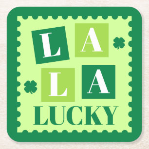 Posavasos Cuadrado De Papel La La Lucky Día de San Patricio