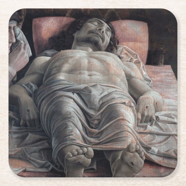Posavasos Cuadrado De Papel La Lamentación por el Cristo muerto, Mantegna (Anverso)