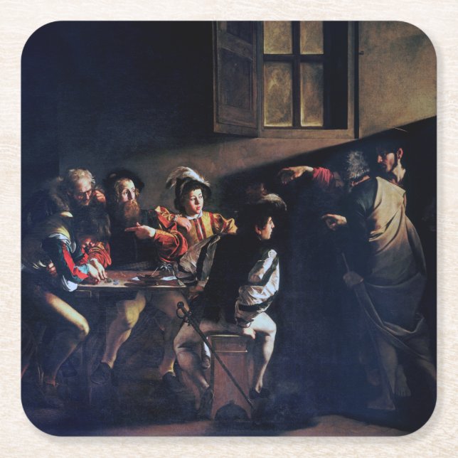 Posavasos Cuadrado De Papel La llamada de San Mateo, Caravaggio (Anverso)