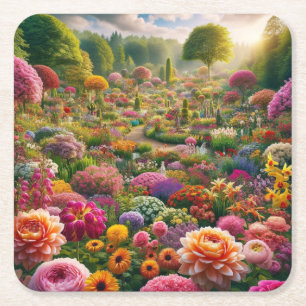 Posavasos Cuadrado De Papel La magia de las flores - un paraíso de los colores
