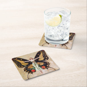 Posavasos Cuadrado De Papel La metamorfosis del Chica Flapper a la mariposa 19