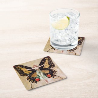 Posavasos Cuadrado De Papel La metamorfosis del Chica Flapper a la mariposa 19