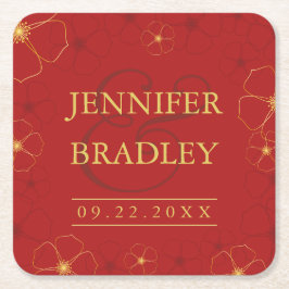 Posavasos Cuadrado De Papel La montaña Boda Cherry Blossom | Color del Persona