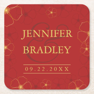 Posavasos Cuadrado De Papel La montaña Boda Cherry Blossom   Color del Persona