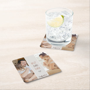 Posavasos Cuadrado De Papel La montaña de papel personalizada Best Dad Ever