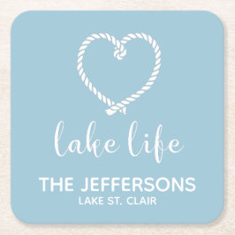 Posavasos Cuadrado De Papel La montaña Personalizado Heart Lake Life