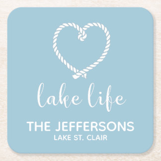 Posavasos Cuadrado De Papel La montaña Personalizado Heart Lake Life