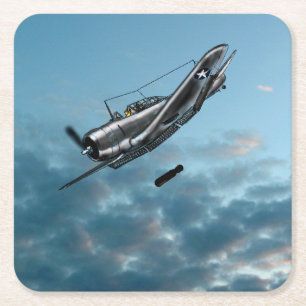 Posavasos Cuadrado De Papel La montaña rusa Douglas Daunless Dive Bomber