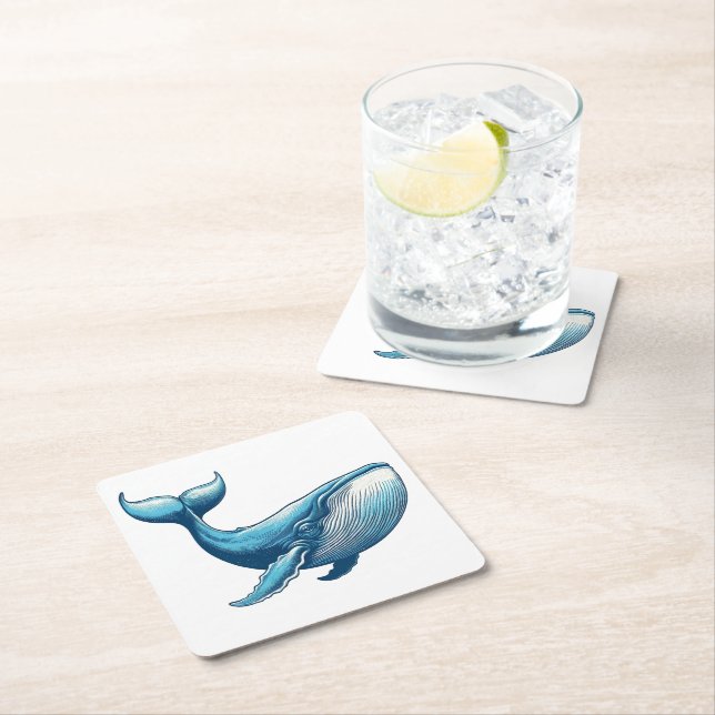 Posavasos Cuadrado De Papel La montaña rusa náutica de ballena (In situ)