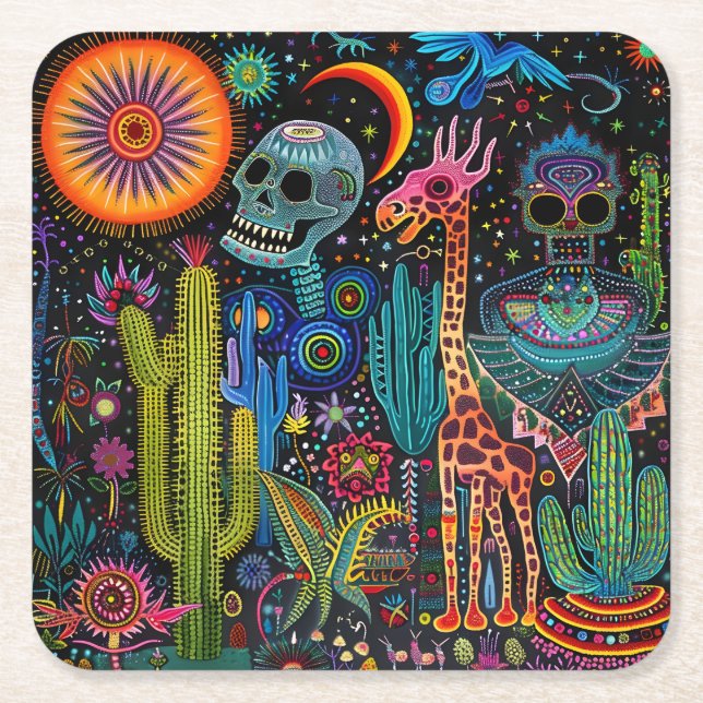 Posavasos Cuadrado De Papel La noche de los muertos (Anverso)