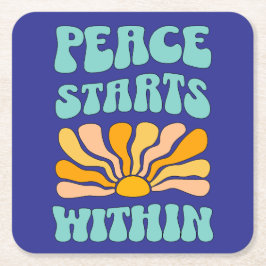 Posavasos Cuadrado De Papel La paz comienza en