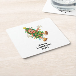 Posavasos Cuadrado De Papel ¡La peor Navidad de todas! Salami divertido 