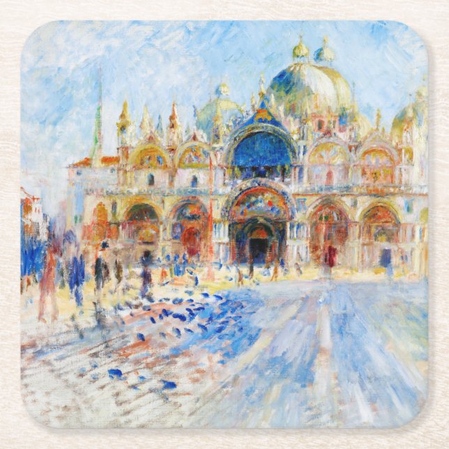 Posavasos Cuadrado De Papel La Piazza San Marco, Renoir (Anverso)