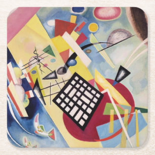 Posavasos Cuadrado De Papel La pintura de Wassily Kandinsky, Marco negro,