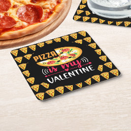 Posavasos Cuadrado De Papel La pizza es mi Fiesta gracioso de San Valentín