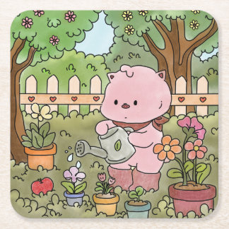 Posavasos Cuadrado De Papel la primavera de piggie
