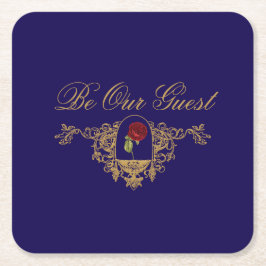 Posavasos Cuadrado De Papel La rosa roja de la belleza