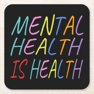 Posavasos Cuadrado De Papel La salud mental es salud, conciencia de la salud m