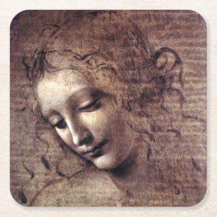 Posavasos Cuadrado De Papel La Scapigliata - da Vinci - c1508