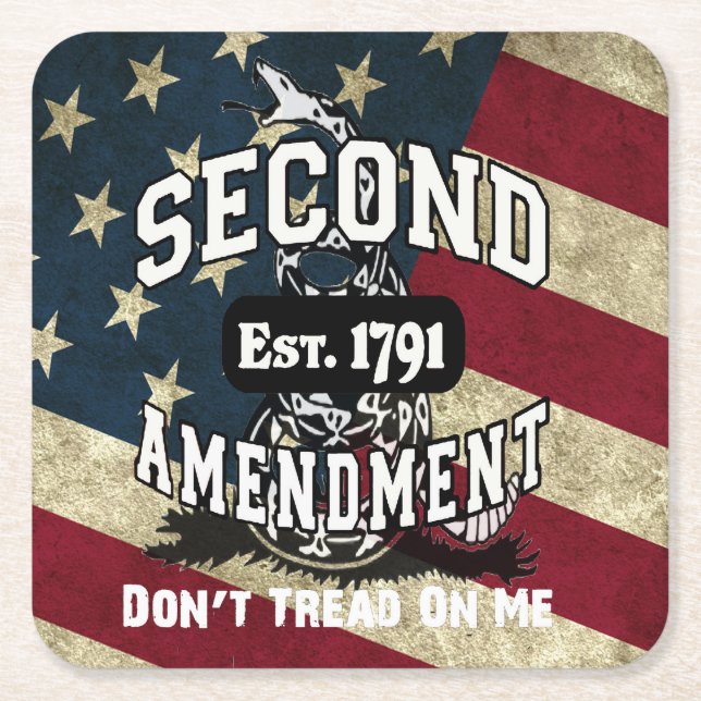 Posavasos Cuadrado De Papel La segunda bandera de Gadsden de la enmienda no (Anverso)