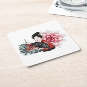Posavasos Cuadrado De Papel La Serie Okinawa Diseño 36  